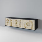 SAND SCULPTURES 3-Door TV Stand in Black Finish