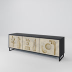 SAND SCULPTURES 3-Door TV Stand in Black Finish