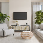 SAND SCULPTURES 3-Door TV Stand in Black Finish