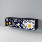 CITRUS SVART OCH VITT 3-dörrars TV-bänk i svart finish