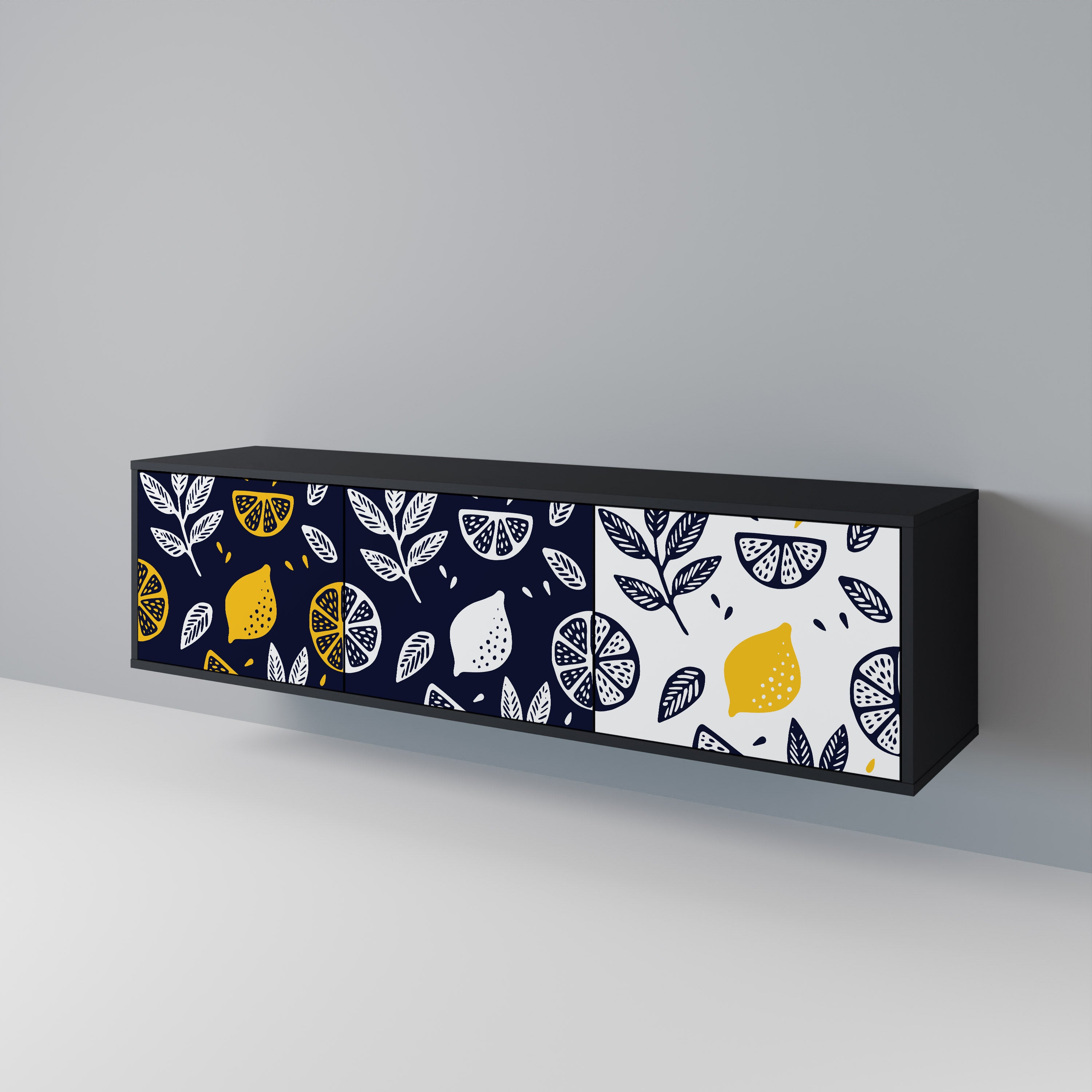 CITRUS BLACK AND WHITE TV-bänk med 3 dörrar