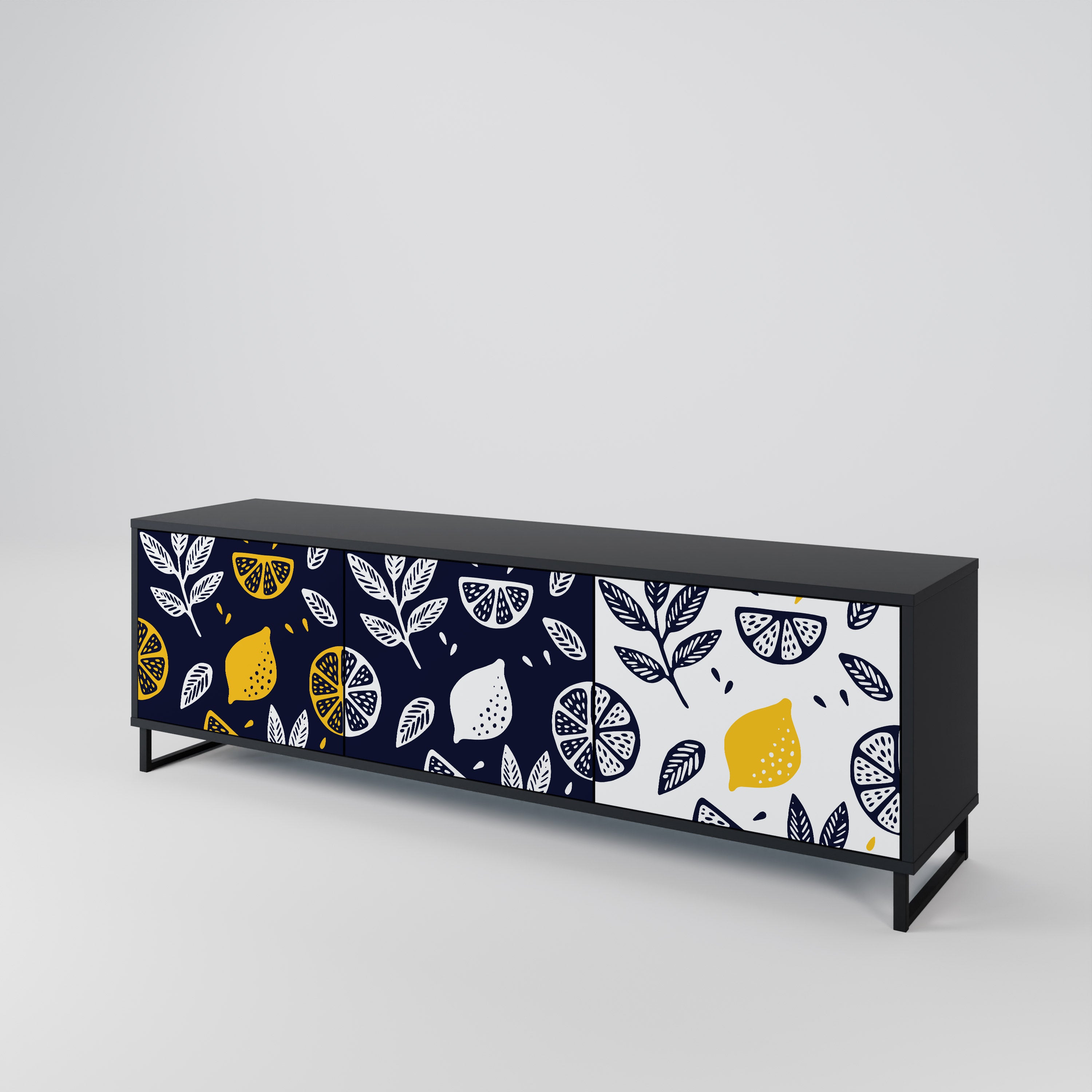 CITRUS BLACK AND WHITE TV-bänk med 3 dörrar
