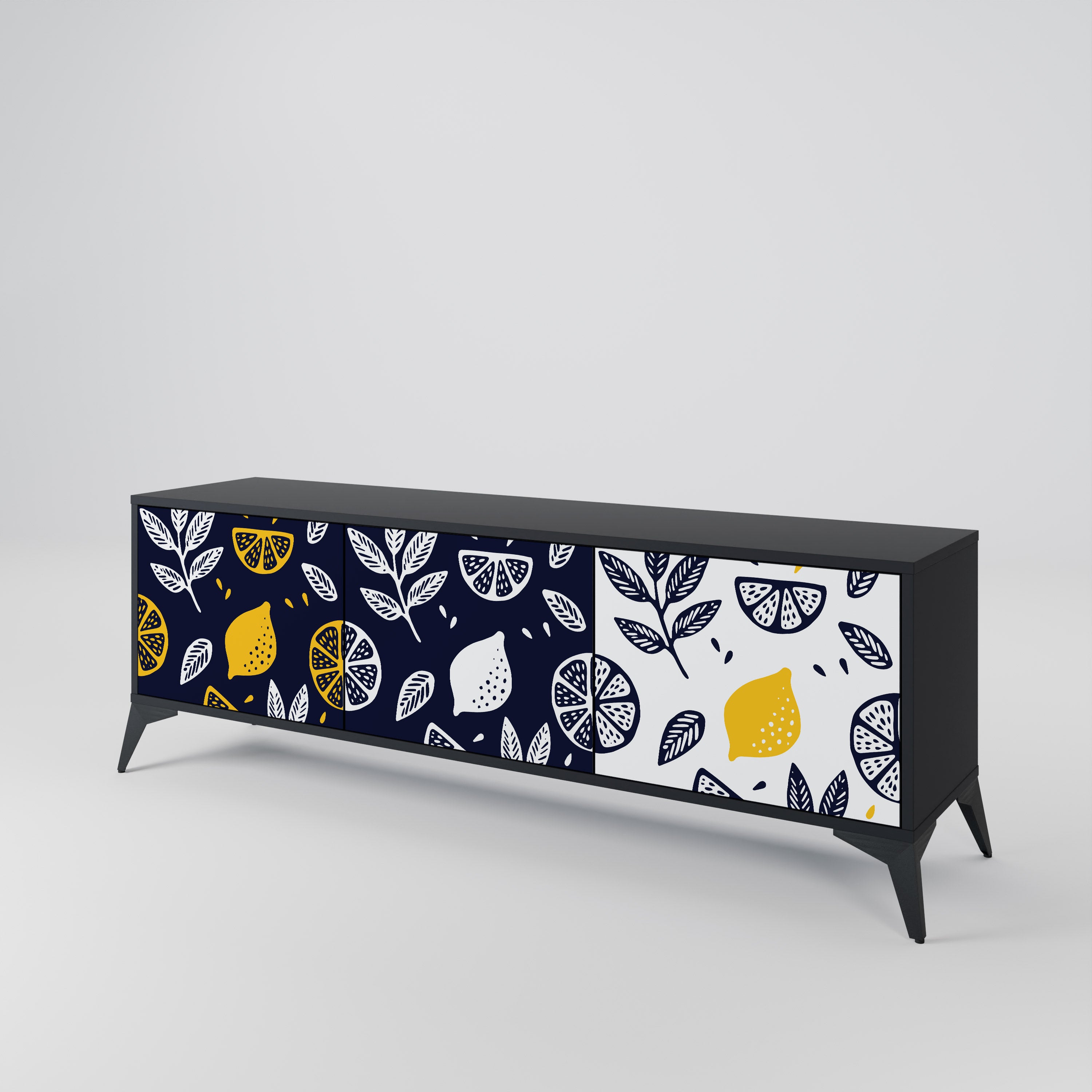 CITRUS BLACK AND WHITE TV-bänk med 3 dörrar