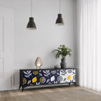 CITRUS SVART OCH VITT 3-dörrars TV-bänk i svart finish