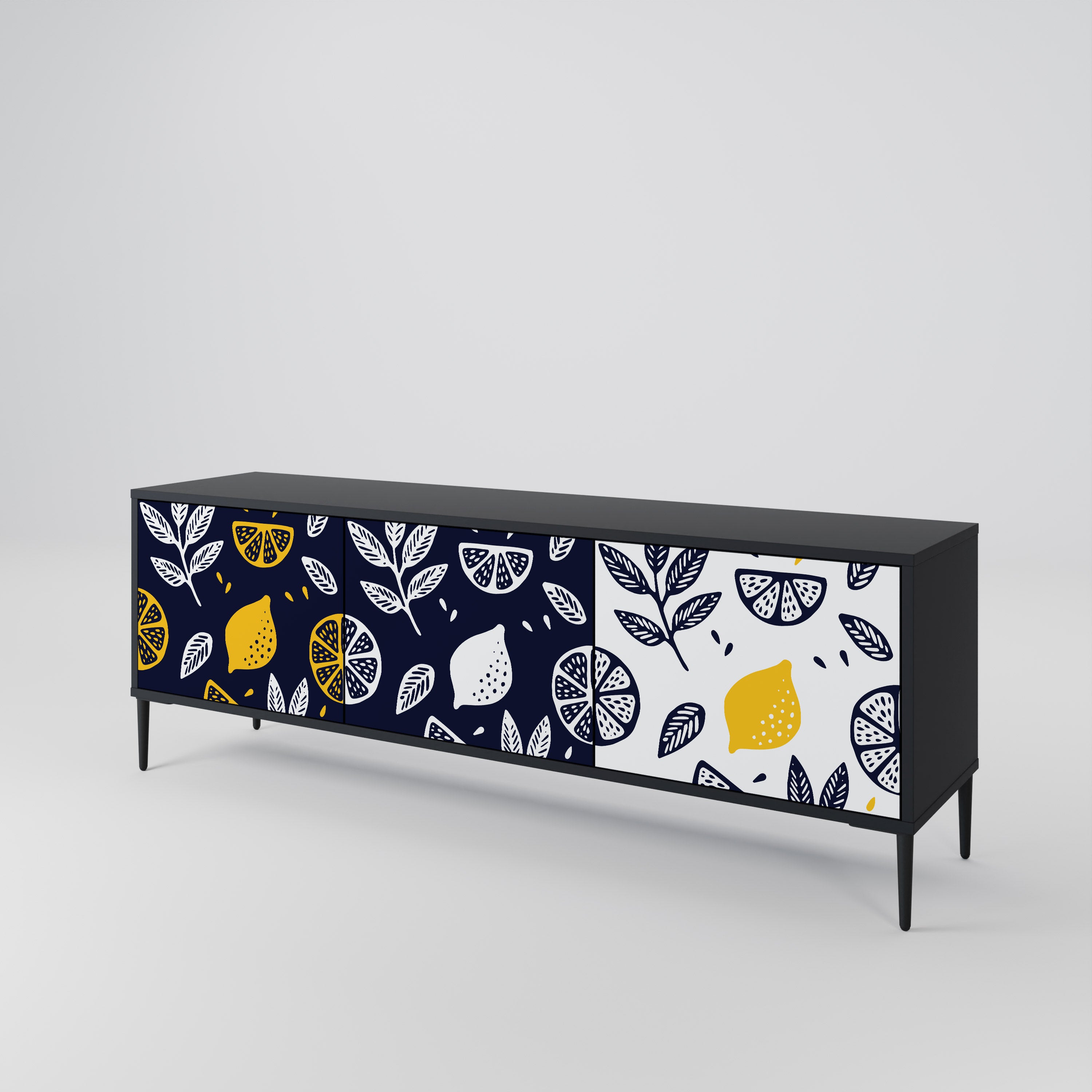 CITRUS BLACK AND WHITE TV-bänk med 3 dörrar