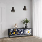 CITRUS SVART OCH VITT 3-dörrars TV-bänk i svart finish