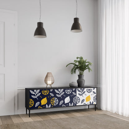 CITRUS SVART OCH VITT 3-dörrars TV-bänk i svart finish