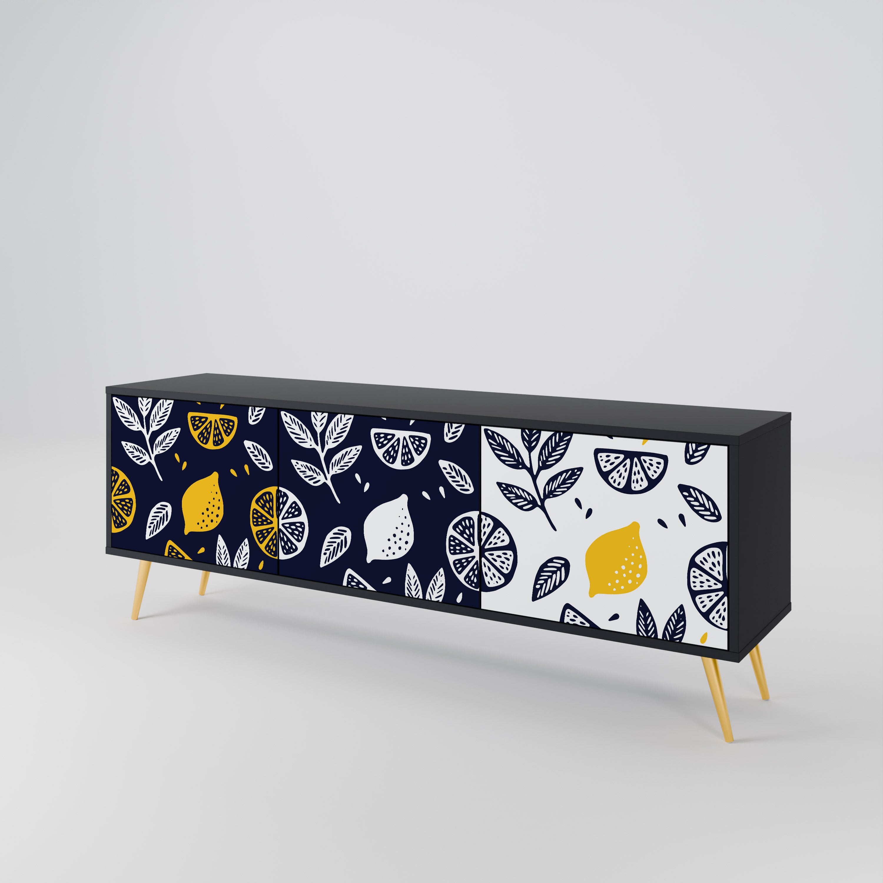 CITRUS BLACK AND WHITE TV-bänk med 3 dörrar