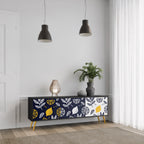 CITRUS SVART OCH VITT 3-dörrars TV-bänk i svart finish