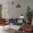 CITRUS SVART OCH VITT 3-dörrars TV-bänk i svart finish