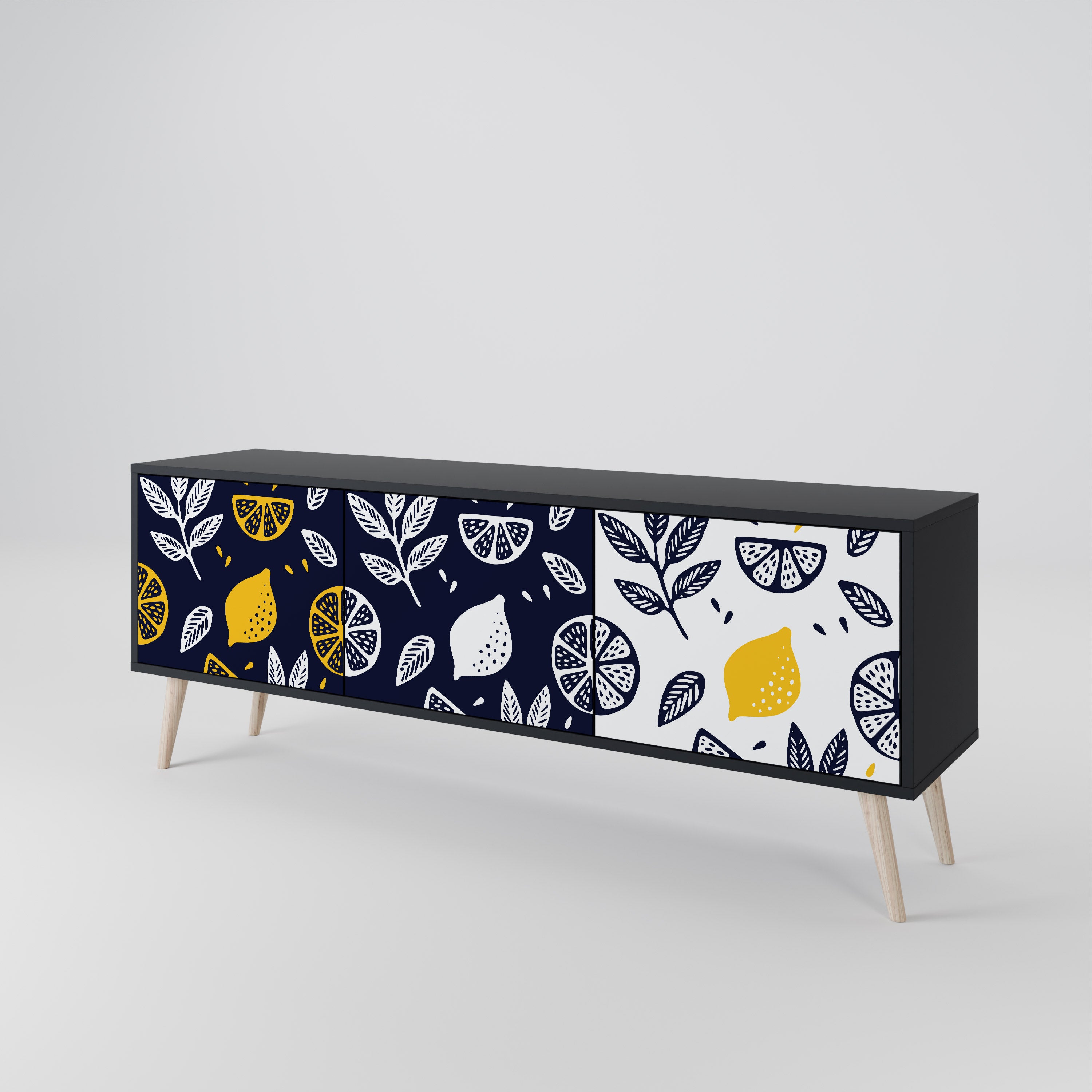 CITRUS BLACK AND WHITE TV-bänk med 3 dörrar