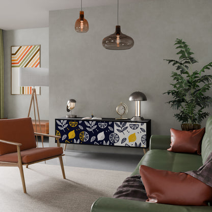 CITRUS SVART OCH VITT 3-dörrars TV-bänk i svart finish