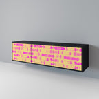 SKATEBOARD ARTISTRY 3-Door TV Stand in Black Finish