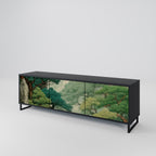 VERDURE ABYSS 3-Door TV Stand in Black Finish