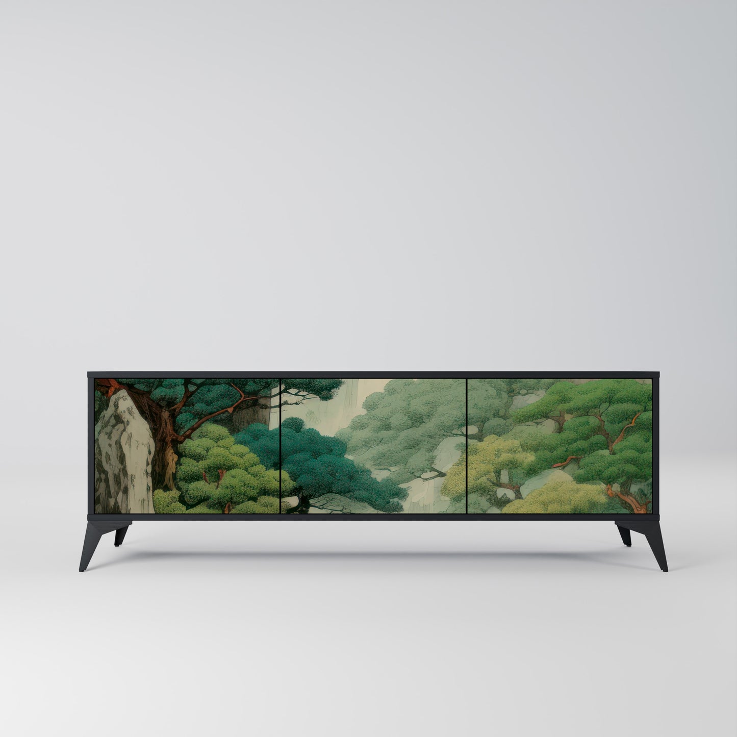 VERDURE ABYSS 3-dörrars TV-bänk i svart finish