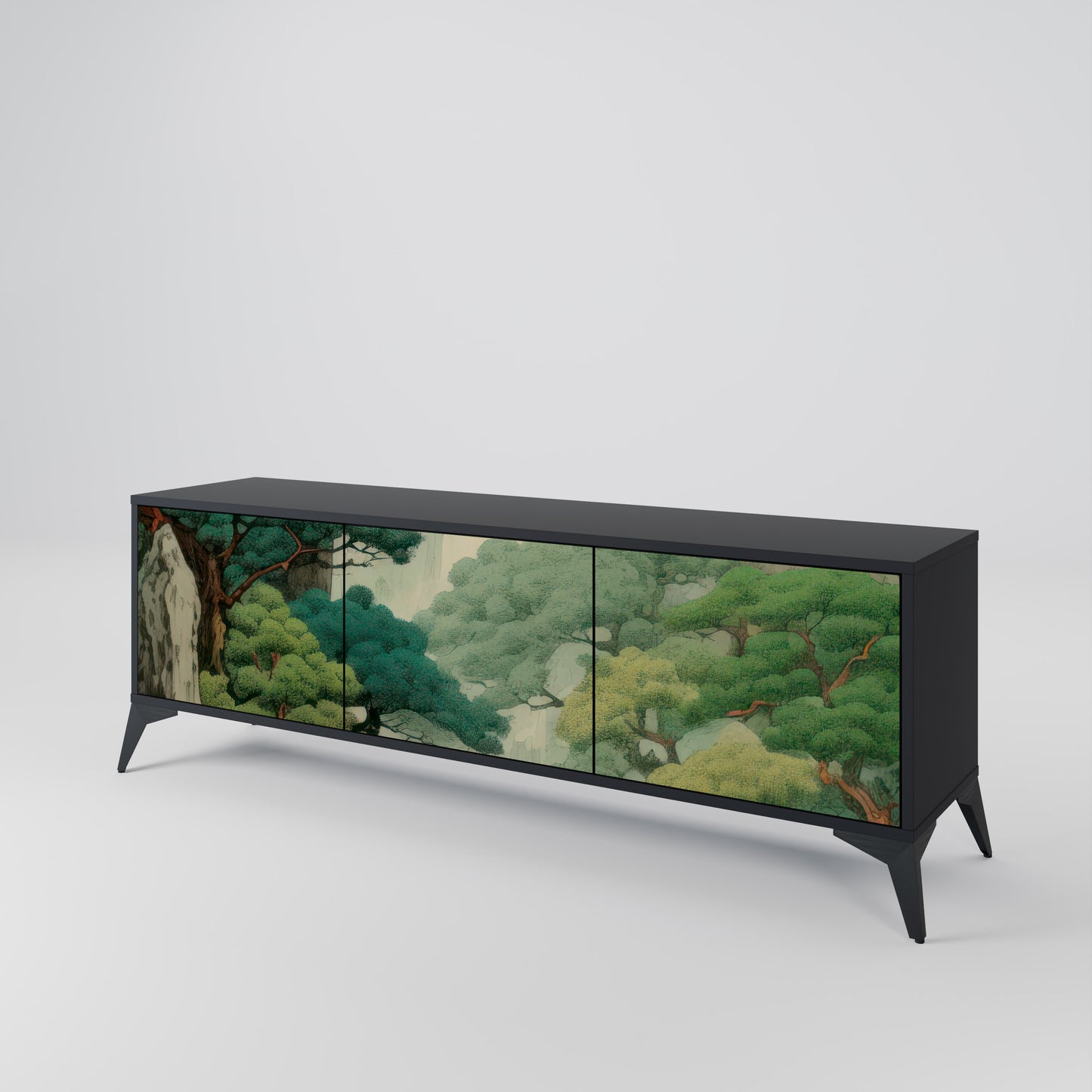 VERDURE ABYSS 3-dörrars TV-bänk i svart finish