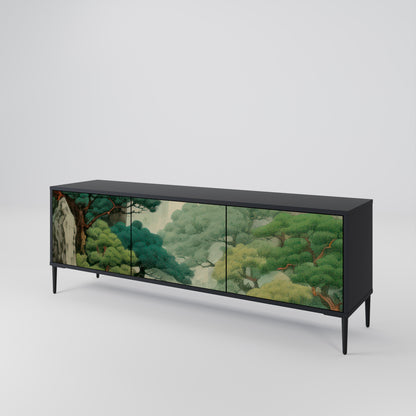 VERDURE ABYSS 3-dörrars TV-bänk i svart finish