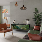 VERDURE ABYSS 3-Door TV Stand in Black Finish