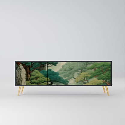 VERDURE ABYSS 3-dörrars TV-bänk i svart finish