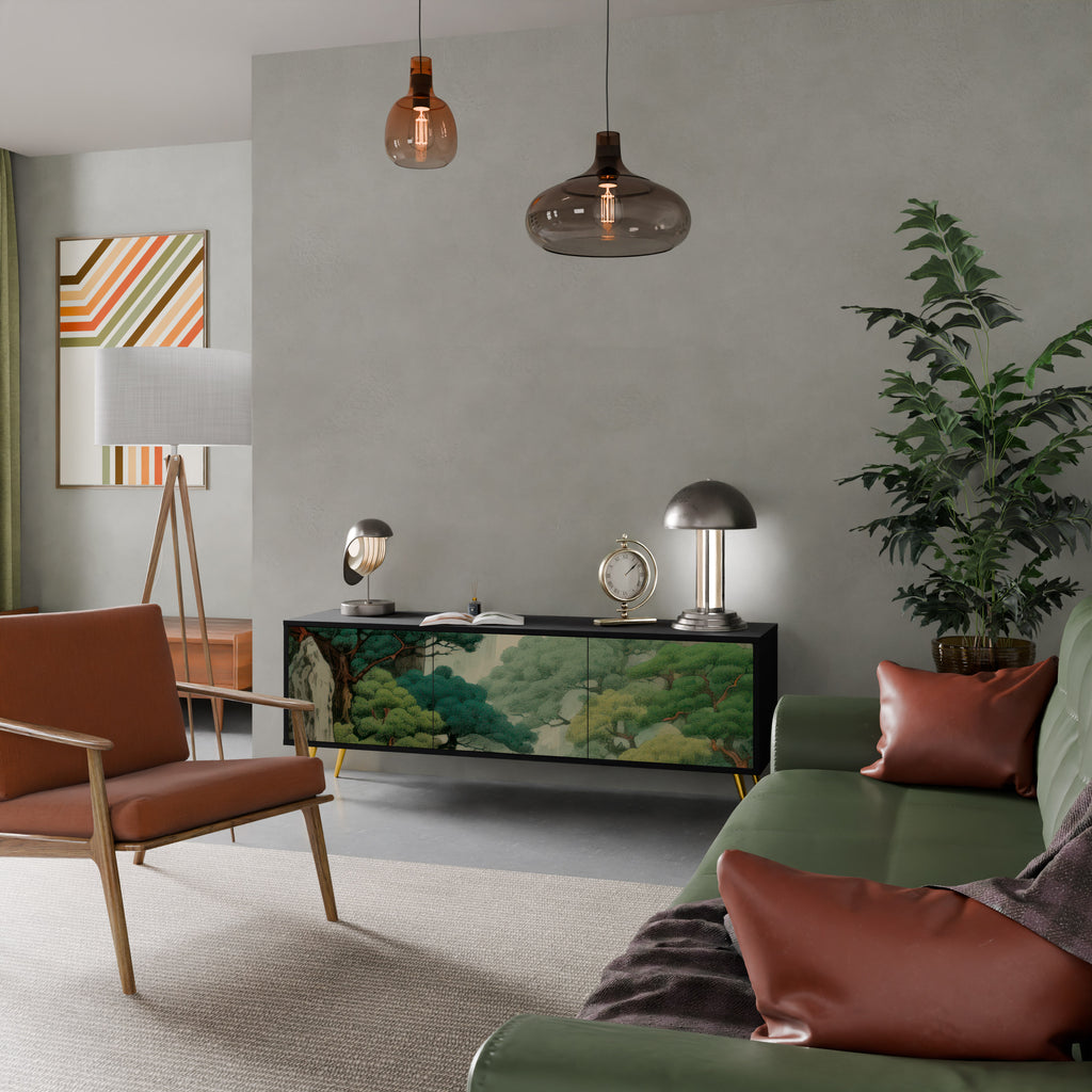 VERDURE ABYSS 3-dörrars TV-bänk i svart finish
