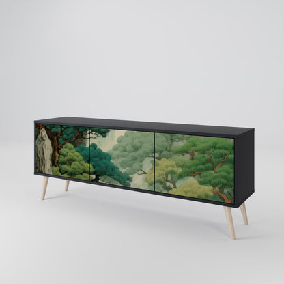VERDURE ABYSS 3-dörrars TV-bänk i svart finish