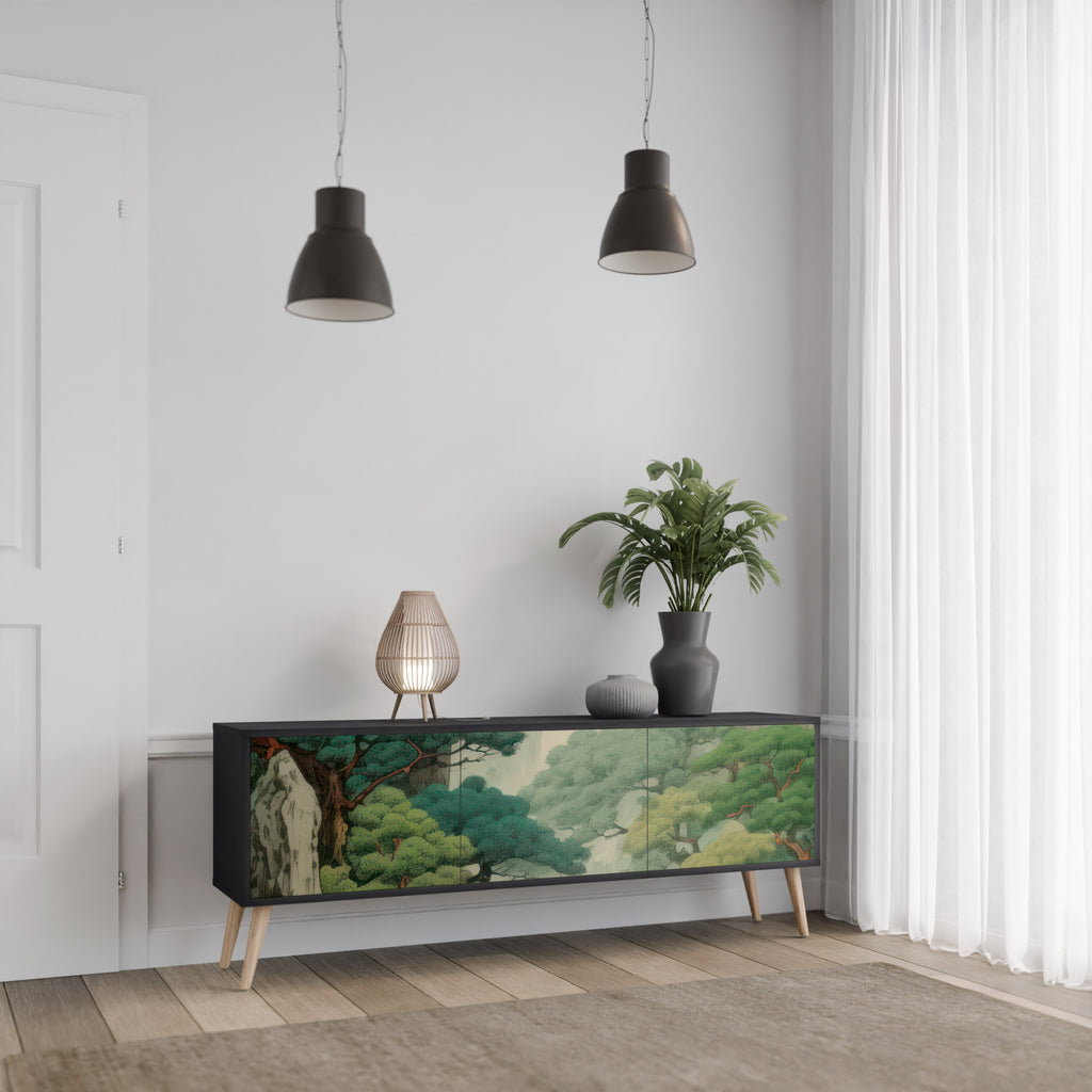 VERDURE ABYSS 3-dörrars TV-bänk i svart finish