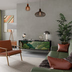 VERDURE ABYSS 3-Door TV Stand in Black Finish