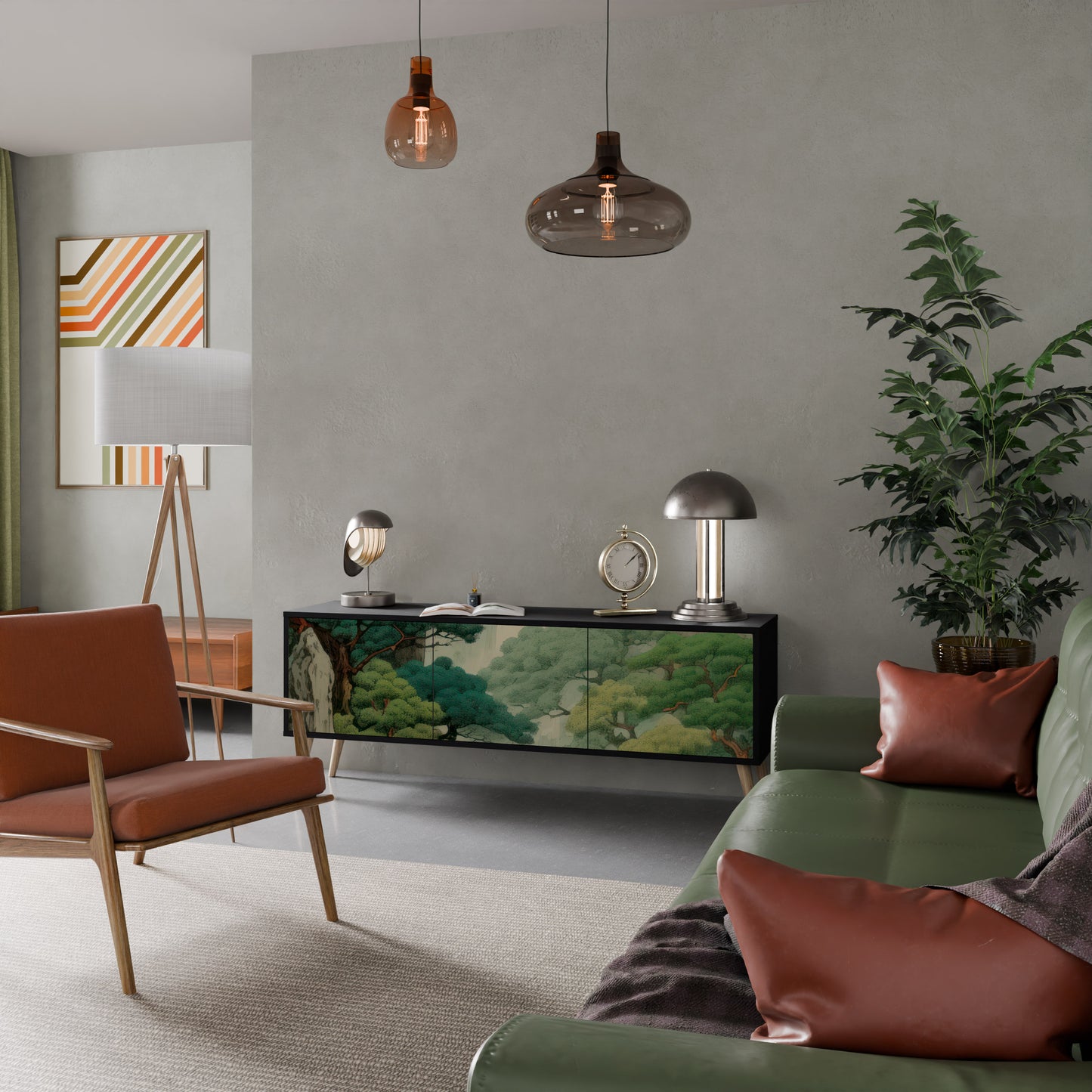 VERDURE ABYSS 3-dörrars TV-bänk i svart finish
