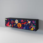 FESTIVE PLEASURES 3-Door TV Stand in Black Finish