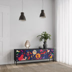 FESTIVE PLEASURES 3-Door TV Stand in Black Finish