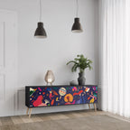 FESTIVE PLEASURES 3-Door TV Stand in Black Finish