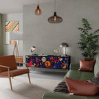 FESTIVE PLEASURES 3-Door TV Stand in Black Finish