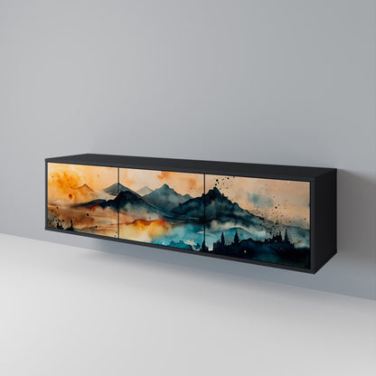 OMINOUS MOUNTAINS 3-dörrars TV-bänk i svart finish