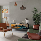 OMINOUS MOUNTAINS 3-Door TV Stand in Black Finish