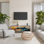 OMINOUS MOUNTAINS 3-Door TV Stand in Black Finish