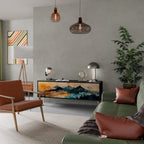 OMINOUS MOUNTAINS 3-Door TV Stand in Black Finish