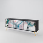 VELVET CROSSING 3-dörrars TV-bänk i svart finish