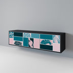 COMBINATION OF SHAPES 3-Door TV Stand in Black Finish