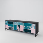 COMBINATION OF SHAPES 3-Door TV Stand in Black Finish