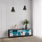 COMBINATION OF SHAPES 3-Door TV Stand in Black Finish