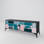 COMBINATION OF SHAPES 3-Door TV Stand in Black Finish