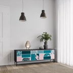 COMBINATION OF SHAPES 3-Door TV Stand in Black Finish