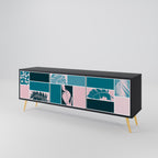 COMBINATION OF SHAPES 3-Door TV Stand in Black Finish