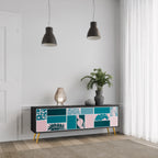 COMBINATION OF SHAPES 3-Door TV Stand in Black Finish