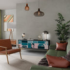 COMBINATION OF SHAPES 3-Door TV Stand in Black Finish