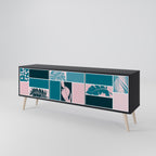 COMBINATION OF SHAPES 3-Door TV Stand in Black Finish