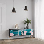 COMBINATION OF SHAPES 3-Door TV Stand in Black Finish