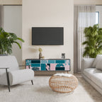 COMBINATION OF SHAPES 3-Door TV Stand in Black Finish