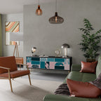 COMBINATION OF SHAPES 3-Door TV Stand in Black Finish