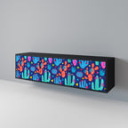 CACTUS VIBES 3-Door TV Stand in Black Finish